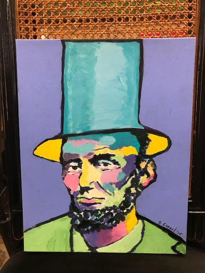 Art | Periwinkle Lincoln I | Original Acrylic Painting by Sue Israel | 14" x 11"-Mixed Media-Sterling-and-Burke