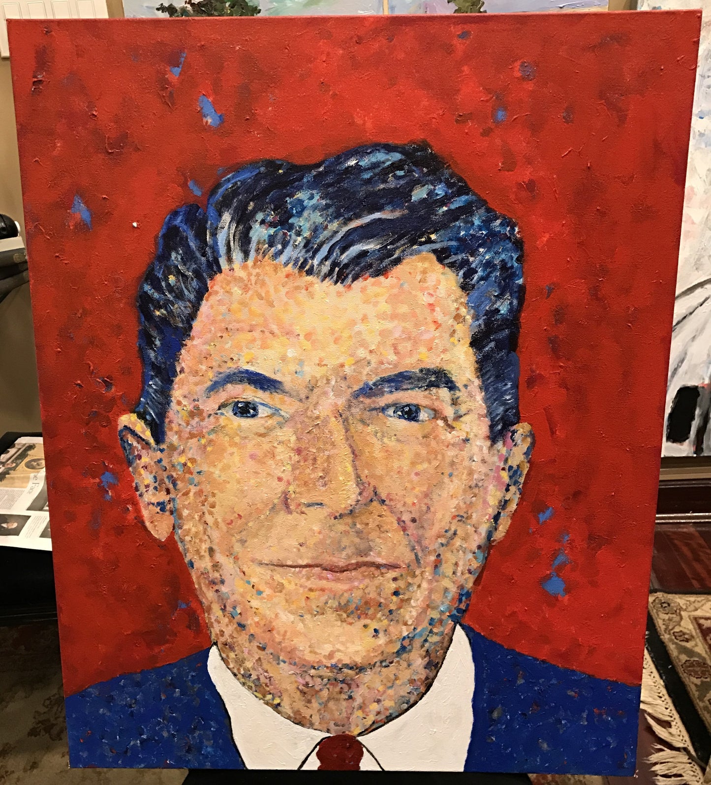 Art | Ronald Reagan | Acrylic by Sue Israel | 30" x 24"-Acrylic Painting-Sterling-and-Burke