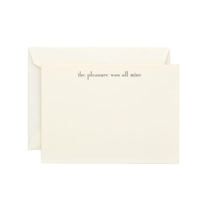 "The Pleasure Was All Mine" | Thank You Card | Engraved Card Stationery | Set of 3-Stationery-Sterling-and-Burke