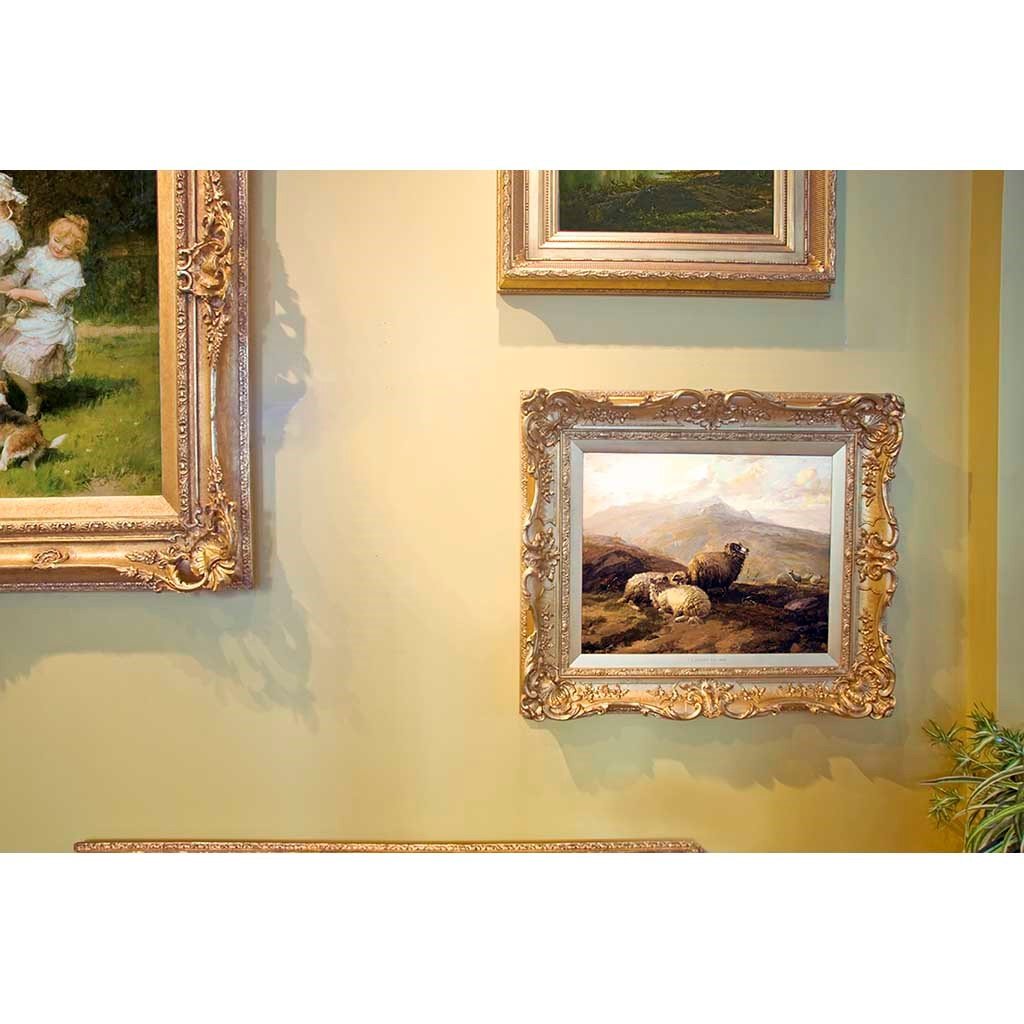 Antique Oil Painting | Highland Sheep by Thomas Sidney Cooper | 27" x 30.5"-Oil Painting-Sterling-and-Burke