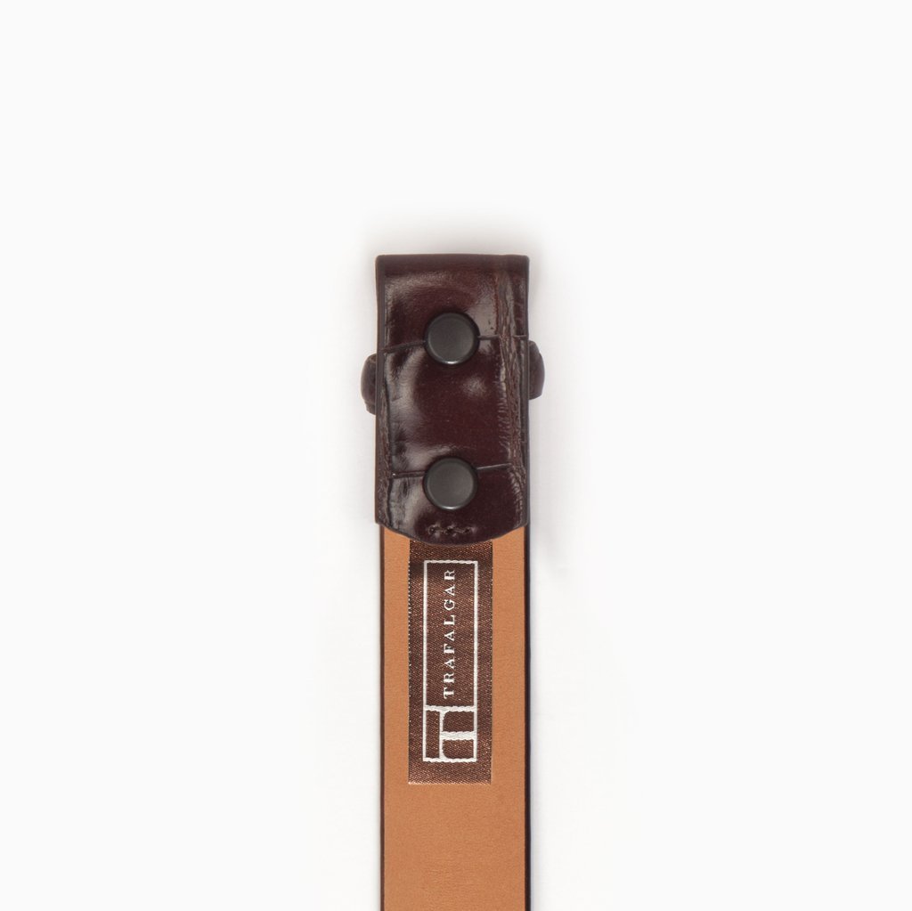 Alligator Embossed Leather 1 3/16 Inch Belt Strap, Brown-Belt Strap-Sterling-and-Burke