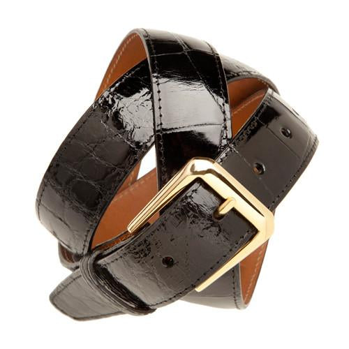 Classic Alligator Belt 1 3/16 Inch Belt Strap, Black-Belt-Sterling-and-Burke