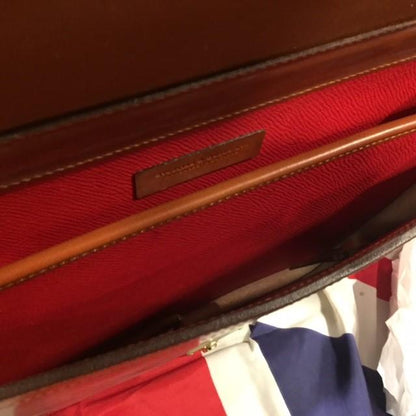 Sterling & Burke Twin Gusset Document Case in Dark London Tan & Red Lining-Business Bags-Sterling-and-Burke