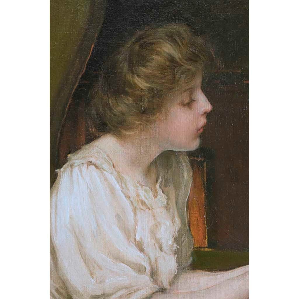 Antique Oil Painting | A Trusted Confidante by Warren B. Davis | 41.5" by 36"-Oil Painting-Sterling-and-Burke