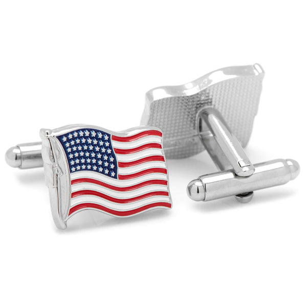 Wavey US Flag Cufflinks | Red | Sterling and Burke-Cufflinks-Sterling-and-Burke
