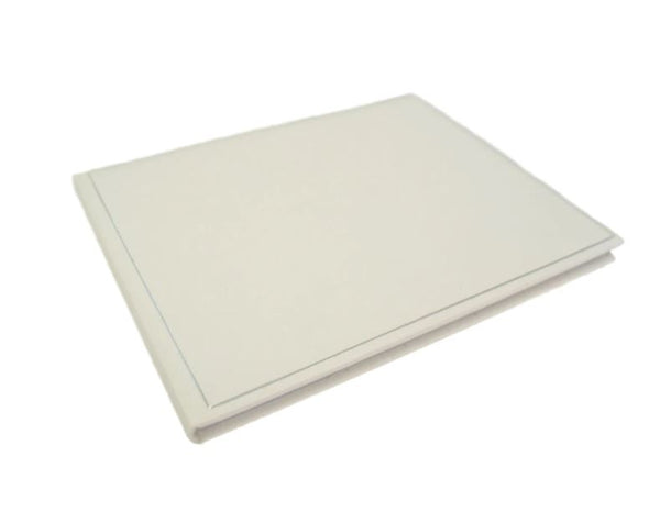 CLASSIC WHITE SKIVER LEATHER WEDDING GUEST BOOK | 7 BY 9 INCHES HORIZONTAL | SKIVER | SILVER EDGED PAGES | GUESTS & GIFTS