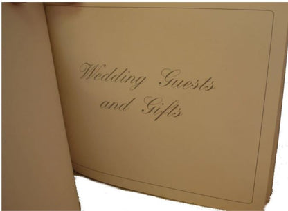 CLASSIC WHITE SKIVER LEATHER WEDDING GUEST BOOK | 7 BY 9 INCHES HORIZONTAL | SKIVER | SILVER EDGED PAGES | GUESTS & GIFTS