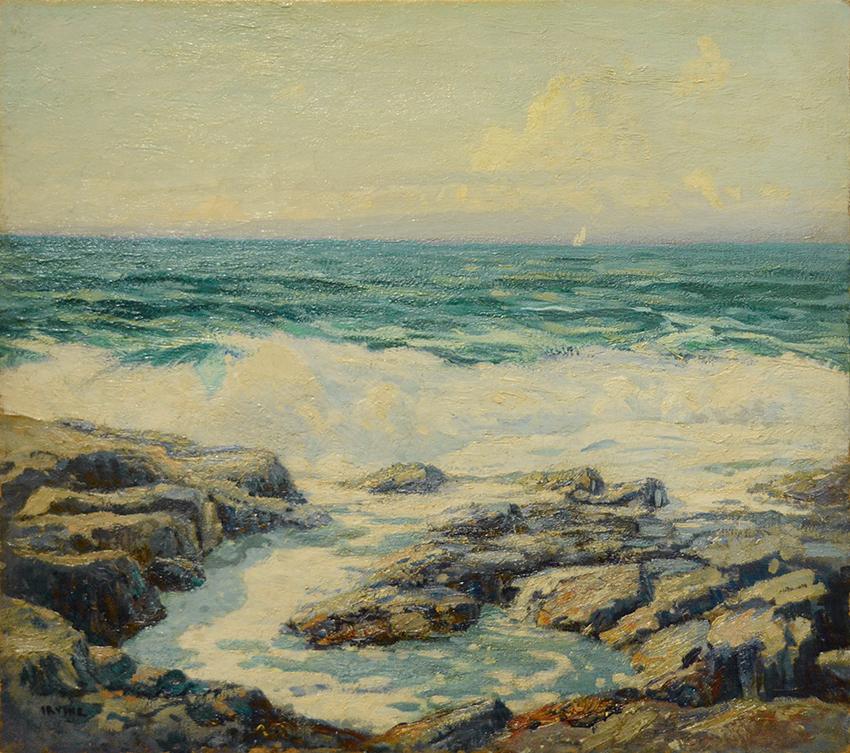 Antique Oil on Canvas | The Spring Waves, Monhegan Island by Wilson Henry Irvine | 34" x 37" Framed-Oil on Panel-Sterling-and-Burke