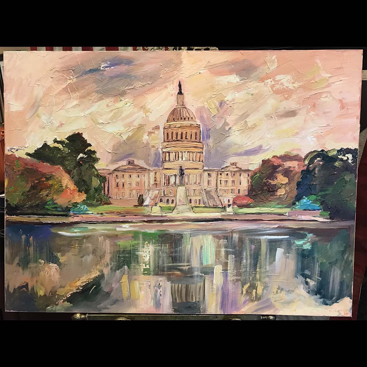 October Capitol | US Capitol in Washington, DC | Original Oil and Acrylic Painting by Zachary Sasim | 40" by 30" | Commission-Oil and acrylic-Sterling-and-Burke